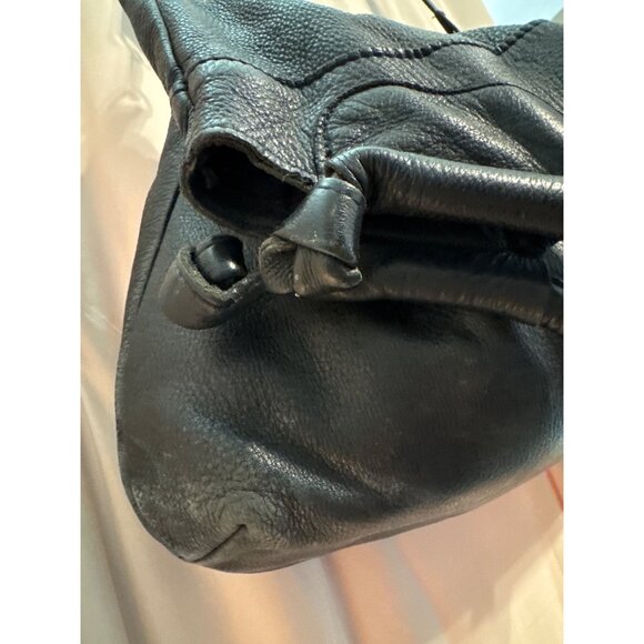 VTG Anna Corinna Black Leather Mid City Large Fold Over Tote Satchel - Picture 3 of 10